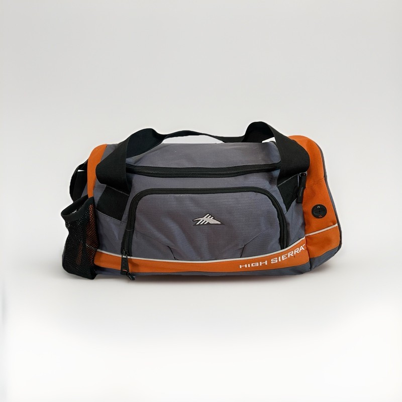 HIGH SIERRA Nylon DUFFLE bag Orange Gray 20″ Travel Straps