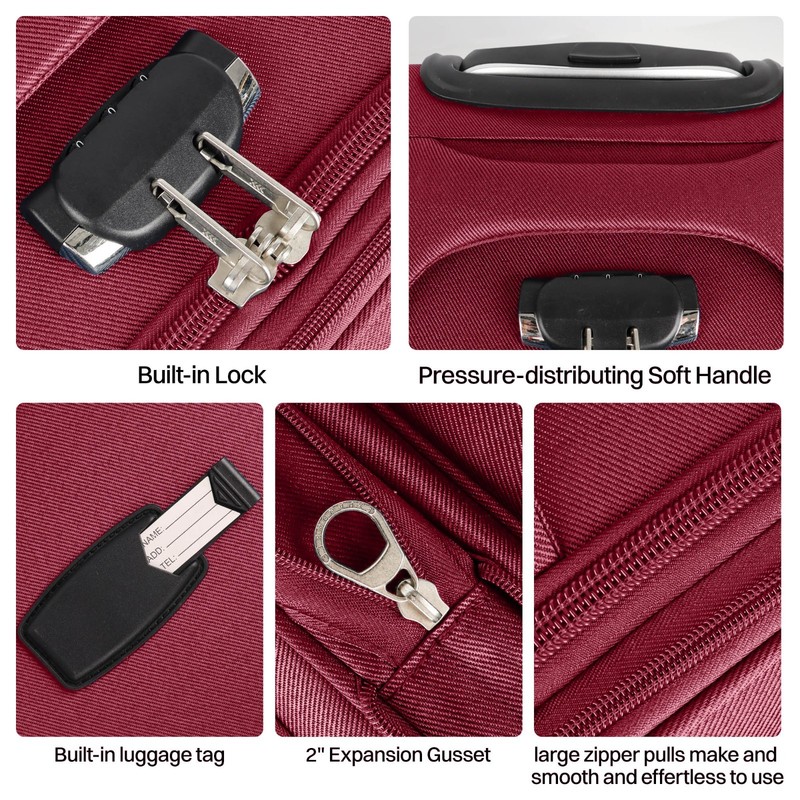 Lightweight Expandable Softside Suitcase SoftShell Multiple Pockets Luggage gallery