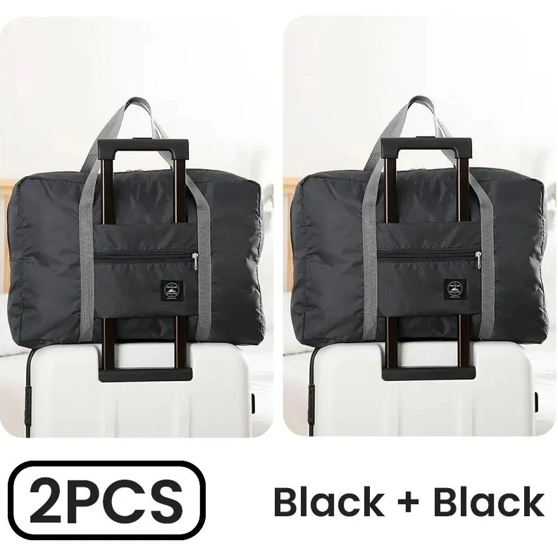 2pcs Foldable Travel Duffel Bag Carry On Weekender Gym Overnight Tote Bag – NEW