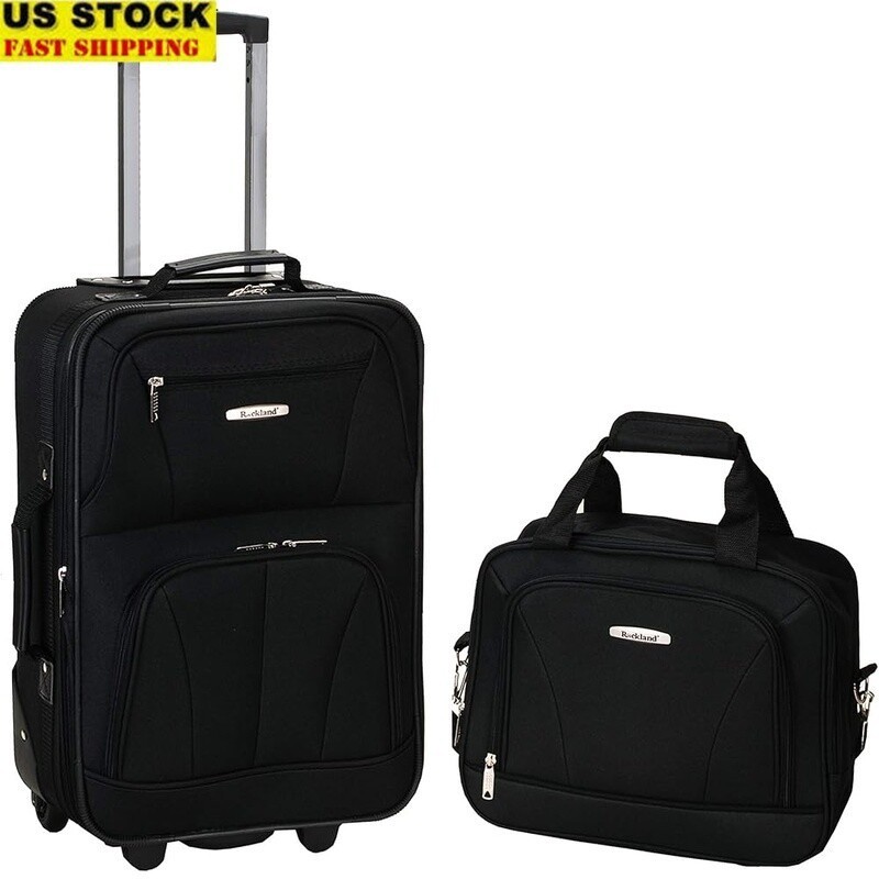 Expandable Softside Luggage Set 2-Piece W/ Inline Wheels Travel Handle New