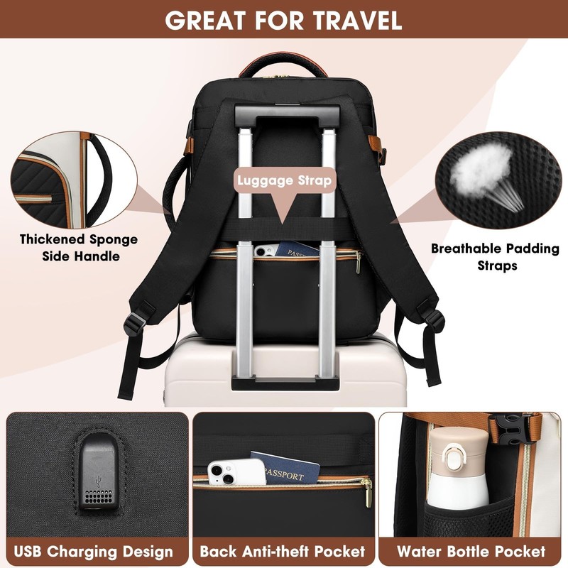 Large Carry On Travel Backpack - Flight Approved Waterproof Luggage Suitcase ... gallery
