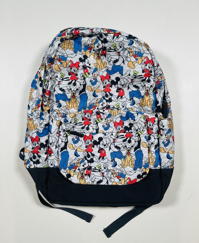 Disney Backpack One Size Mickey Minnie Donald Goofy Pluto All Over Print Gray