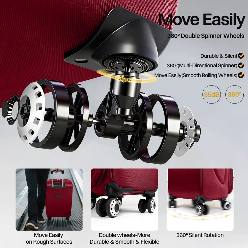 Lightweight Expandable Softside Suitcase SoftShell Multiple Pockets Luggage gallery