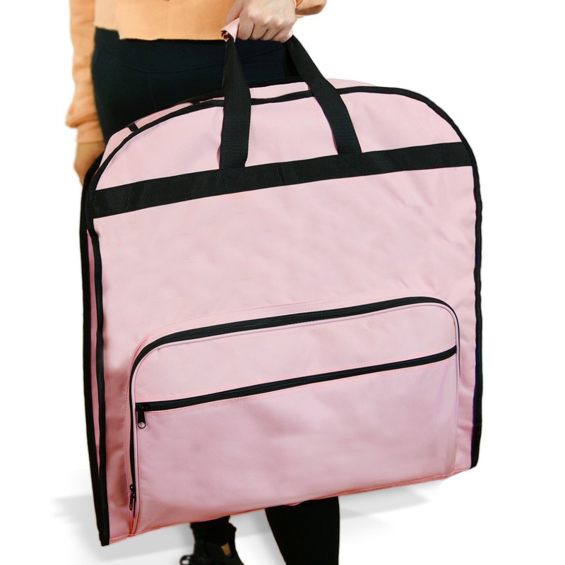 DALIX 60" Professional Garment Bag Cover Suits Pants Gowns Dresses Fold Pink gallery