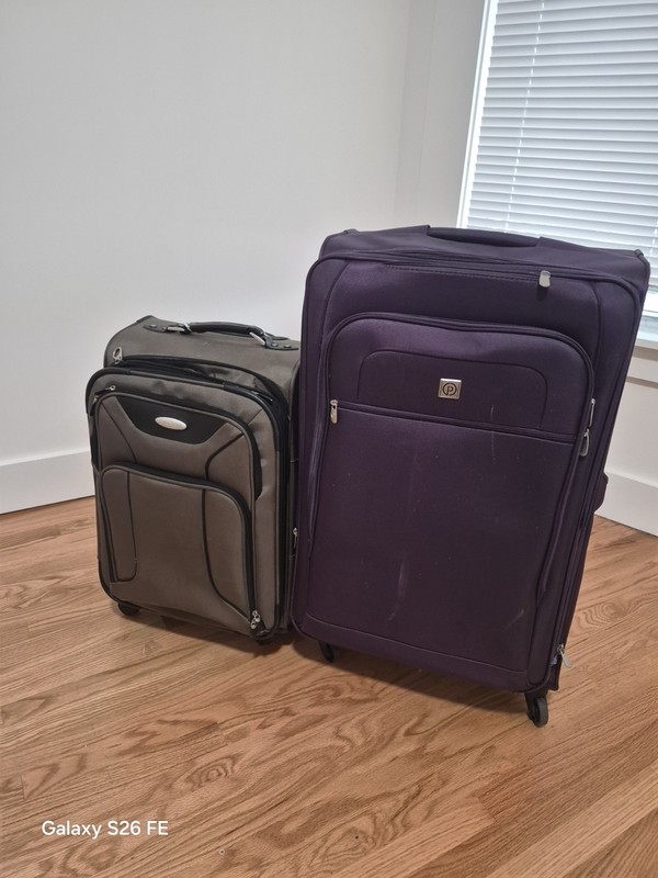 Purple & Gray Luggage Set Soft Case with Wheels & Retractable Handles, 2 Pieces