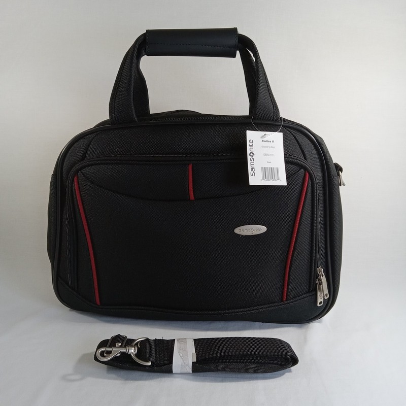 Samsonite Portico II Boarding Bag Carry-On Shoulder Travel Laptop Black Red NWT