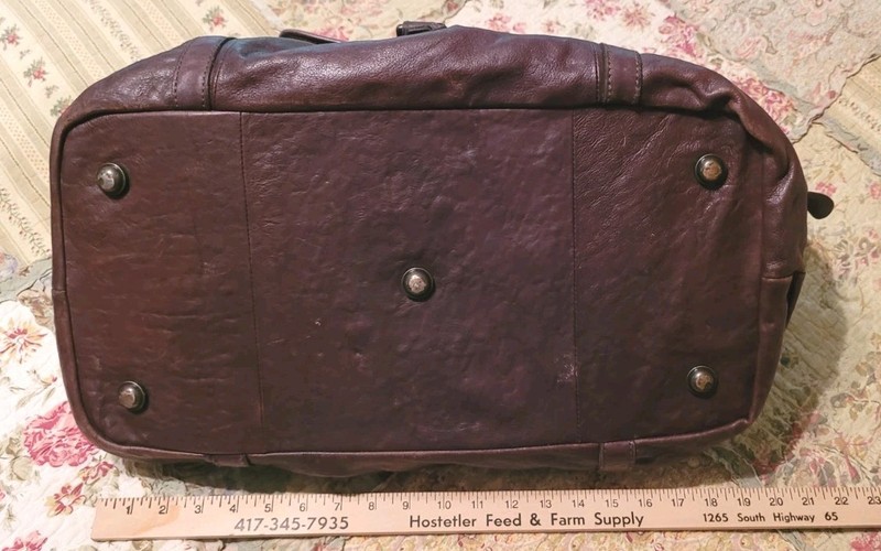 FOSSIL Genuine Leather Brown Travel Overnight Bag Duffel Suitcase... Nice!!! gallery
