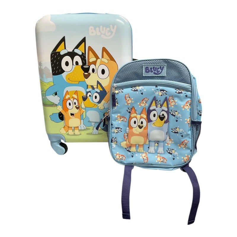 Bluey Kids’ 2 Piece Luggage Set Carry On with Backpack