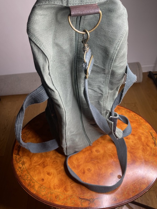 Green Solid Canvas Duffle Bag Adjustable Shoulder Strap Zipper Soft Case gallery