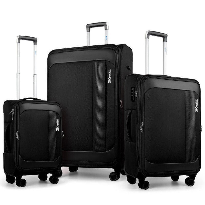 Expandable Soft Shell Luggage 3 PCS Set Softside Luggage with Spinner&TSA Lock