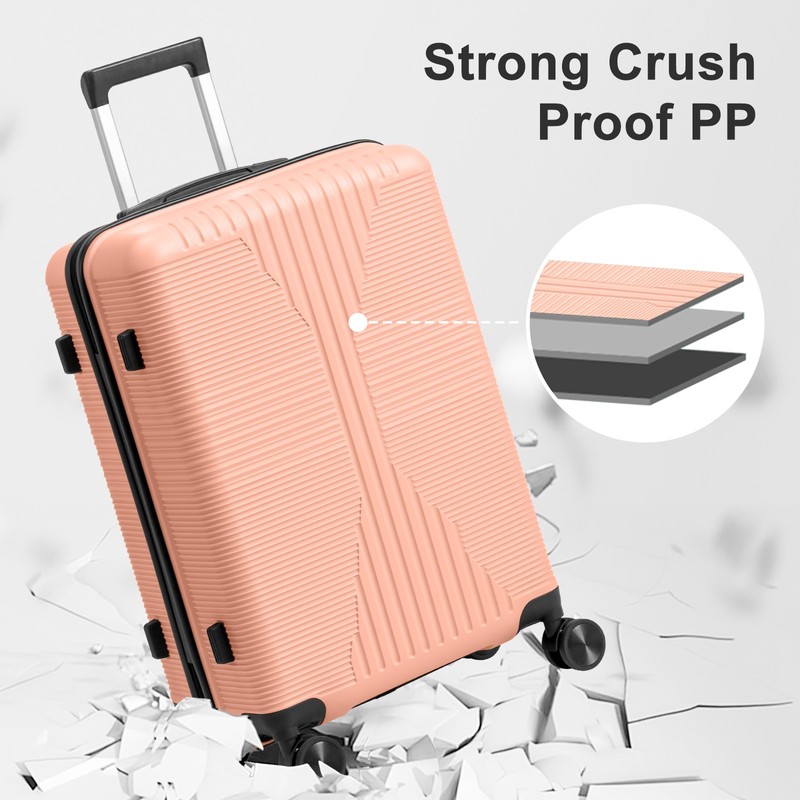 3PCS Luggage Set Hardside Spinner Suitcase PP Material Lock Travel Pink 20 24 28 gallery