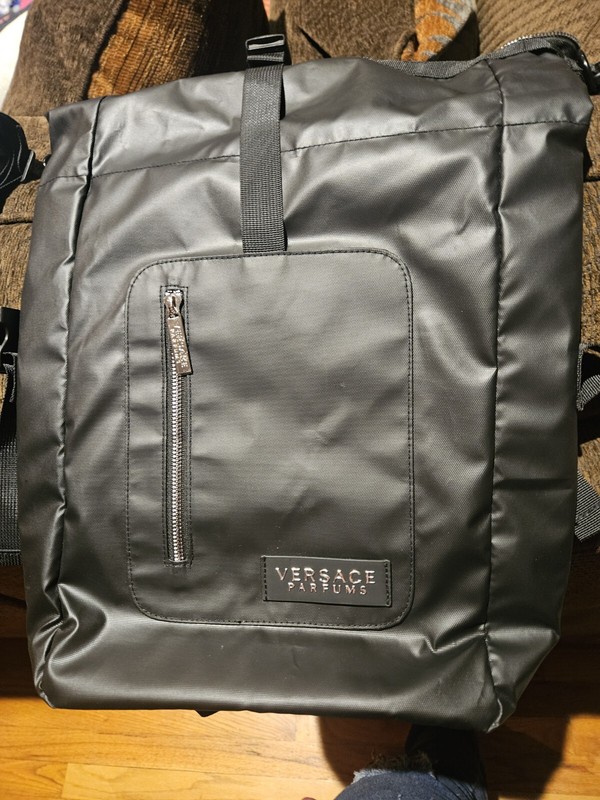 NEW BLACK GREEK KEY LOGO VERSACE RIDER BACKPACK GYM TRAVEL BAG