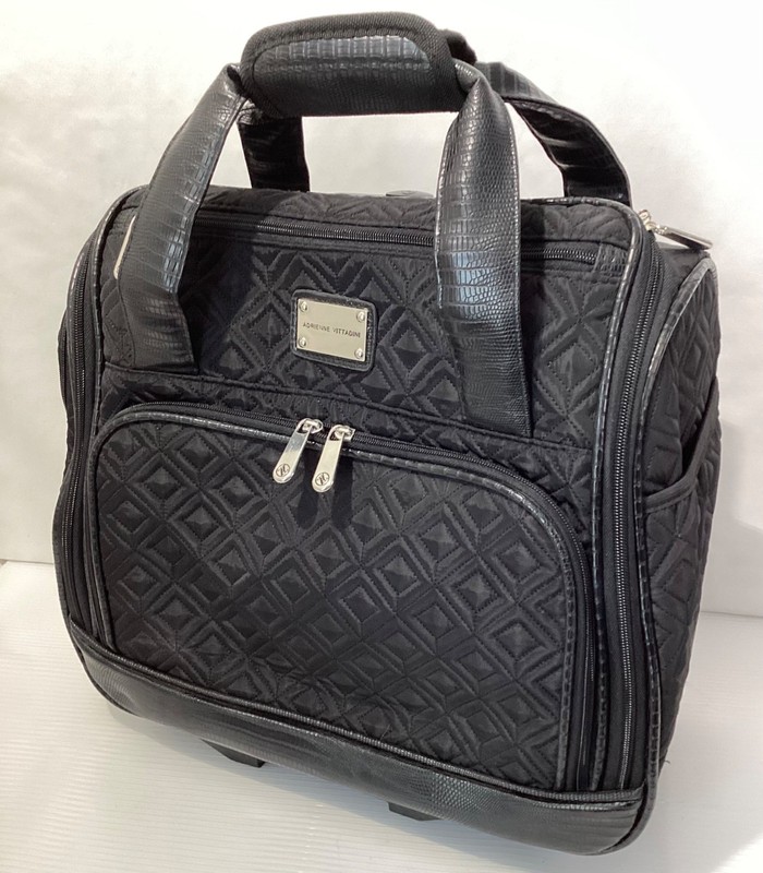 Adrienne Vittadini Carry on Bag Black Rolling Laptop compartment Pockets Zipper