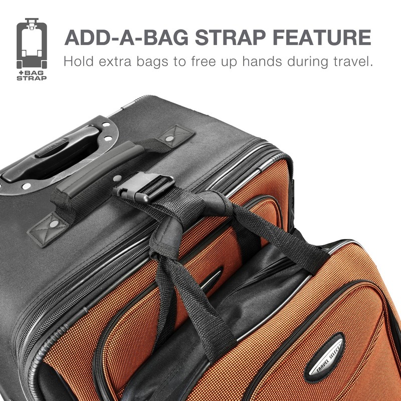 Softside Expandable Luggage 4-Piece Set 15/21/25/29 Rolling Wheels Orange gallery