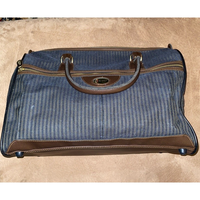 Pierre Cardin Overnight Carry-On Bag Elegant Subtle Stripe Round Comfort Handles