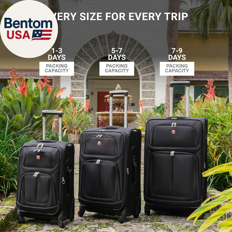 Sion Softside Expandable Spinner Luggage Durable Lightweight Travel Suitcase, Da gallery