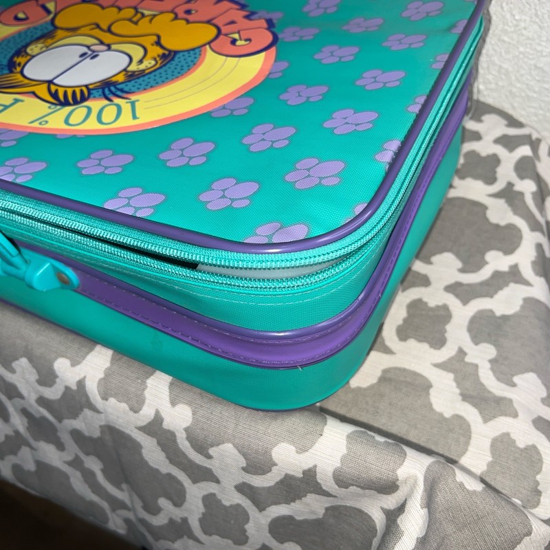 Vintage Garfield Suitcase 100% Pure Blue Carry On 1978 Soft shell Retro Kids gallery