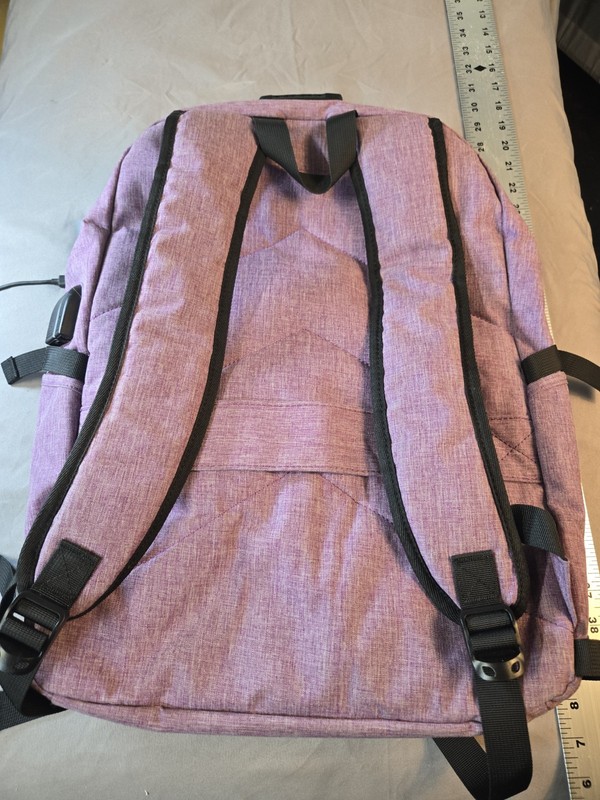 TZOWLA Purple Backpack Polyester USB Charging Port Combination Lock Unisex 17" gallery