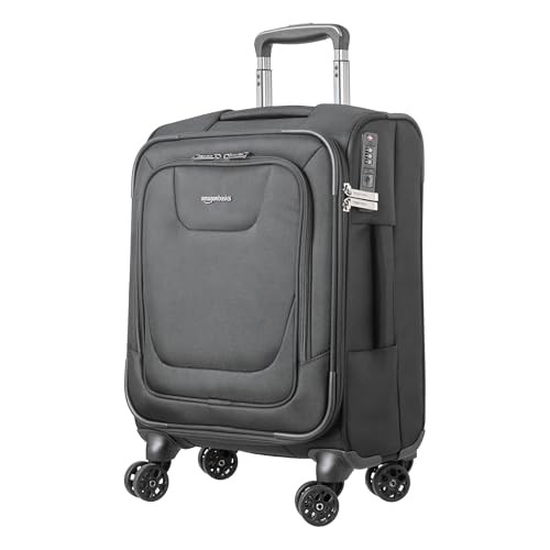 AMAZON BASICS 20" LUGGAGE SOFTSIDE SUITCASE TSA LOCK 8 SPINNER WHEELS - BLACK