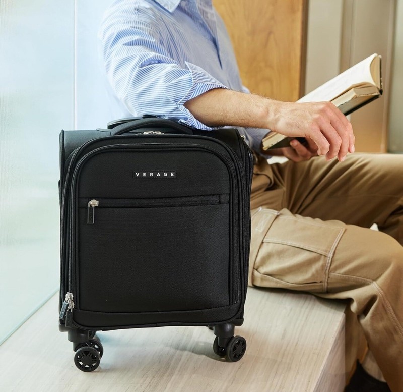 Underseat Carry On Luggage With Spinner Wheels Small Suitcase Softside
