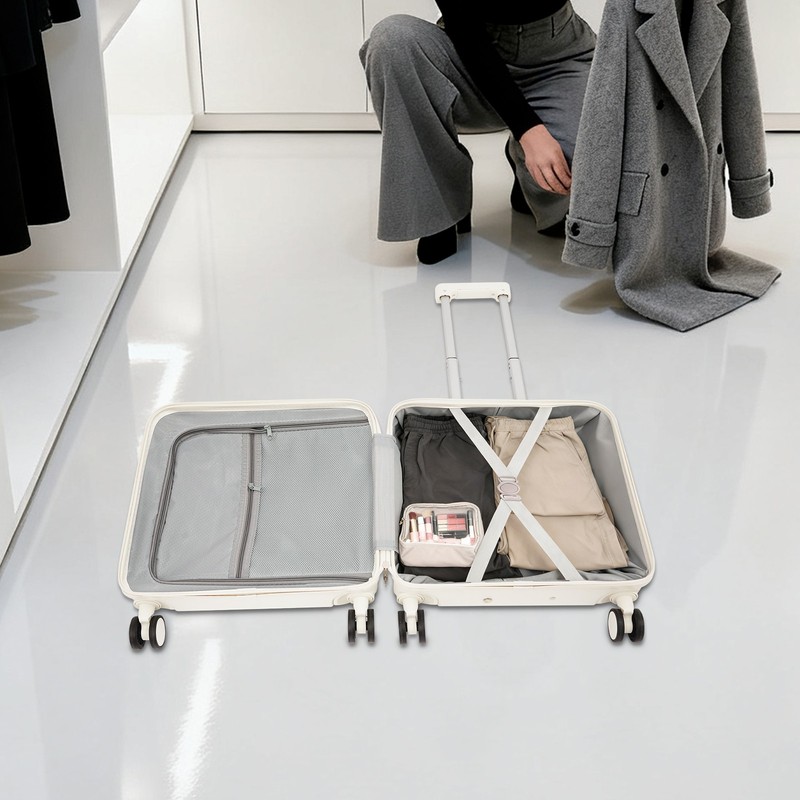 18" White Boarding Suitcase With Wheels Business People Travel Luggage Suitcase gallery
