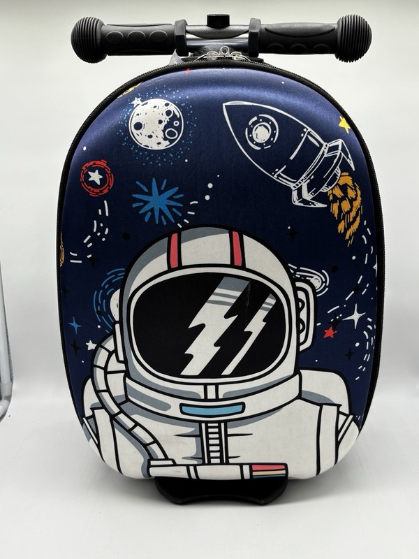 CHILD RIDE ON SCOOTER SUITCASE LITE UP WHEELS ASTRONAUT SPACE BIOWORLD VIDEO