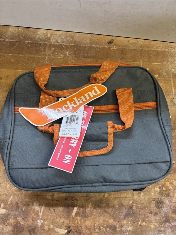 Rockland Luggage Carry On Bag Grey With Orange Accents 14×5.5×11.5″