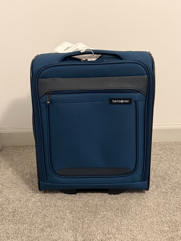 Samsonite Underseat Carry On Luggage Rolling Travel Bag Teal Spinner NEW gallery