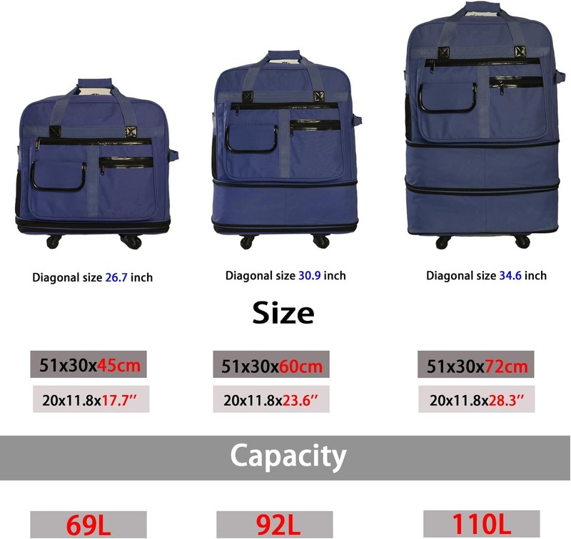 Lightweight Expandable Foldable Luggage Collapsible Suitcase for Men Women Roll gallery