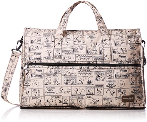 Peanuts Snoopy HAPITAS comic travel duffle carry on baggage bag beige
