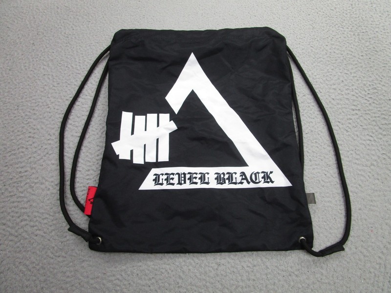 Undefeated UACTP Level Black Drawstring Bag Backpack Black 100% Cotton Cinch