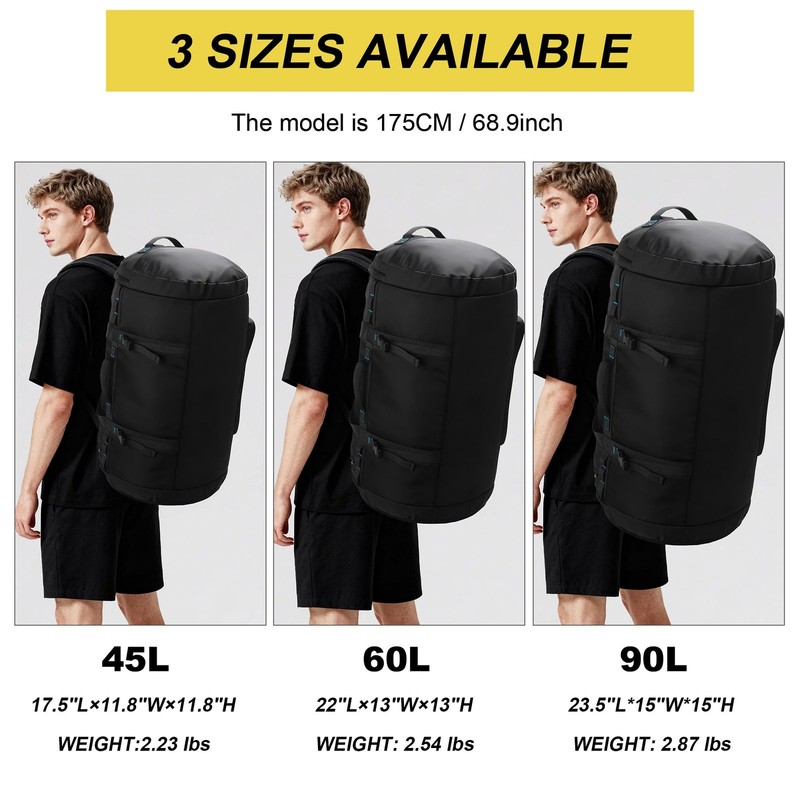 90L Waterproof Duffle Backpack with Shoe Compartment for Gym & Hiking gallery