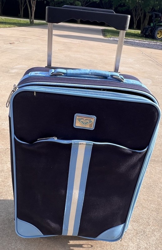 Vintage Y2K Blue Roxy Canvas Suitcase W/ Wheels No Key