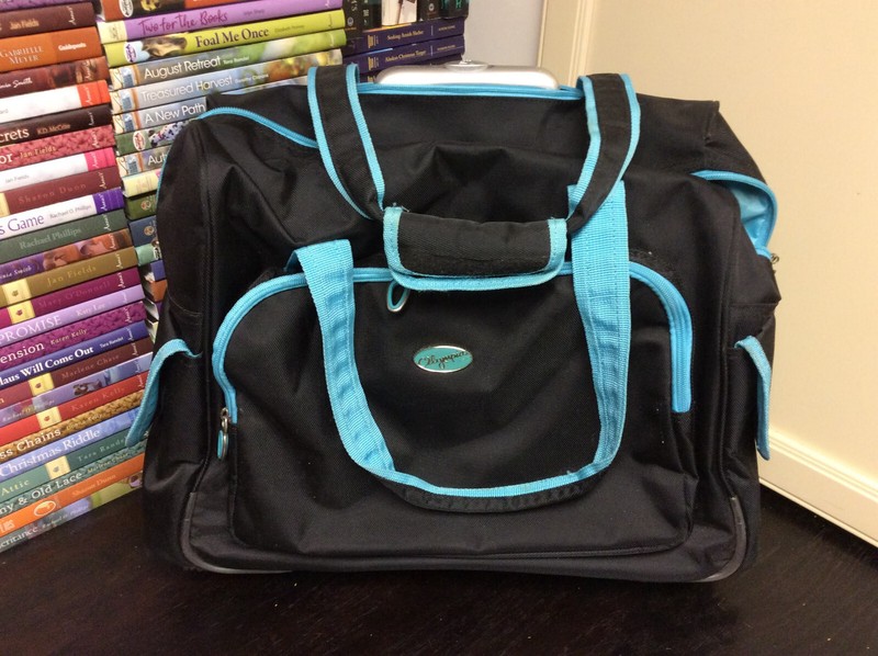 Olympia U.S.A Rave Rolling Tote Bag Luggage w/ Laptop Sleeve, Black & Blue USED
