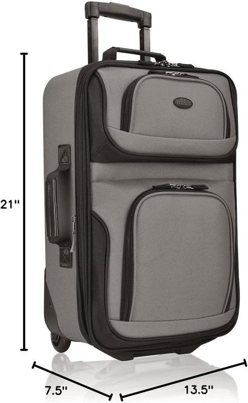 Lightweight Polyester Carry-on Suitcase 2-Wheel Water Resistant Grey gallery
