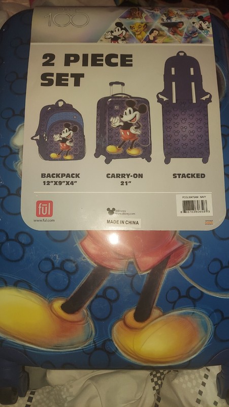 Ful 2pc LUGGAGE SET ful x Disney Mickey 21″ Carry-On Spinner Stackable Backpack