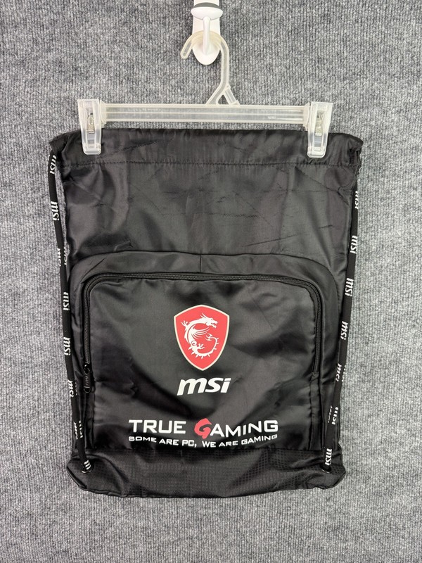 MSI Black 16″ Gaming Drawstring Backpack True Gaming Logo Lightweight Bag Mens