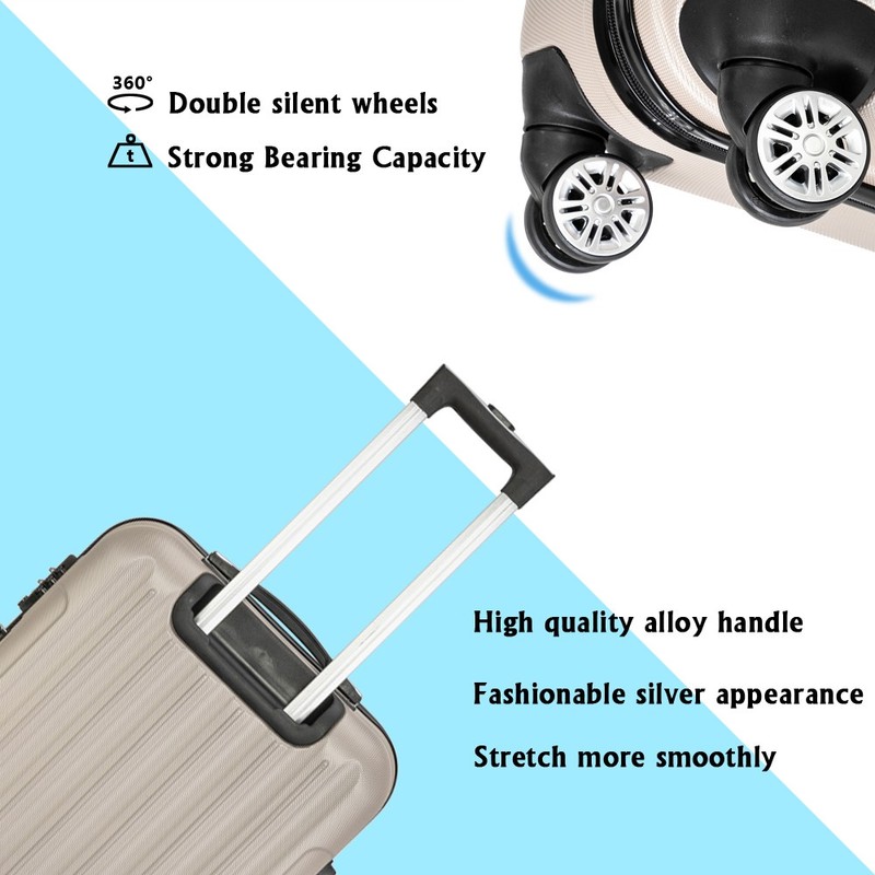 Suitcase Set with TSA Lock Hard Shell Luggage Suitable 20 24 28 inch Champagne gallery