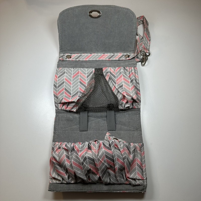 LillyBit Pink Gray Chevron Convertible Adjustable Strap Travel Clutch NWOT gallery