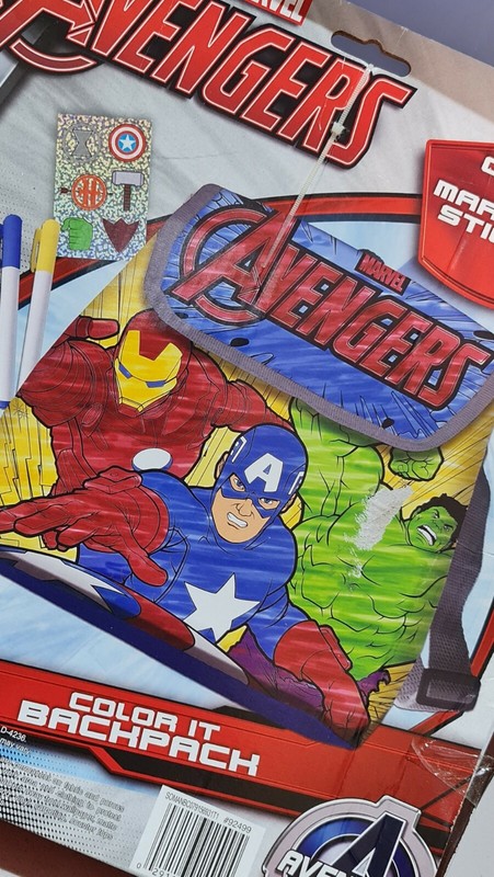 Marvel Avengers Color It Backpack create with markers stickers RARE loose no box gallery