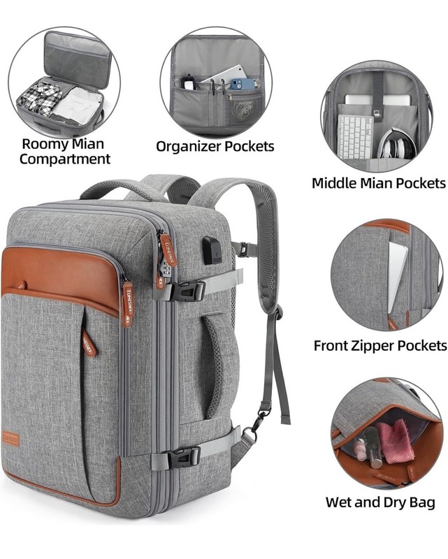 Lumesner Carry on Backpack, Extra Large 40L Flight Approved Travel Backpack