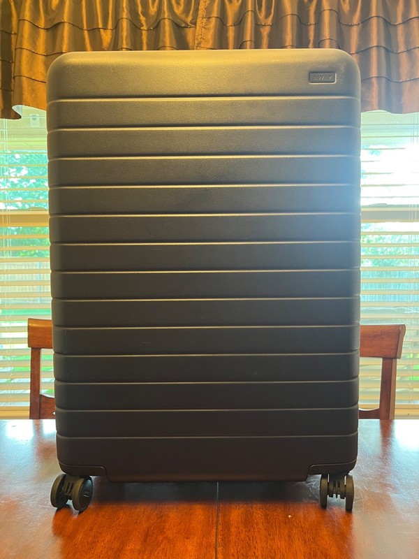 Away Large Checked Luggage Hard Shell Navy in Excellent Condition Made in Japan!