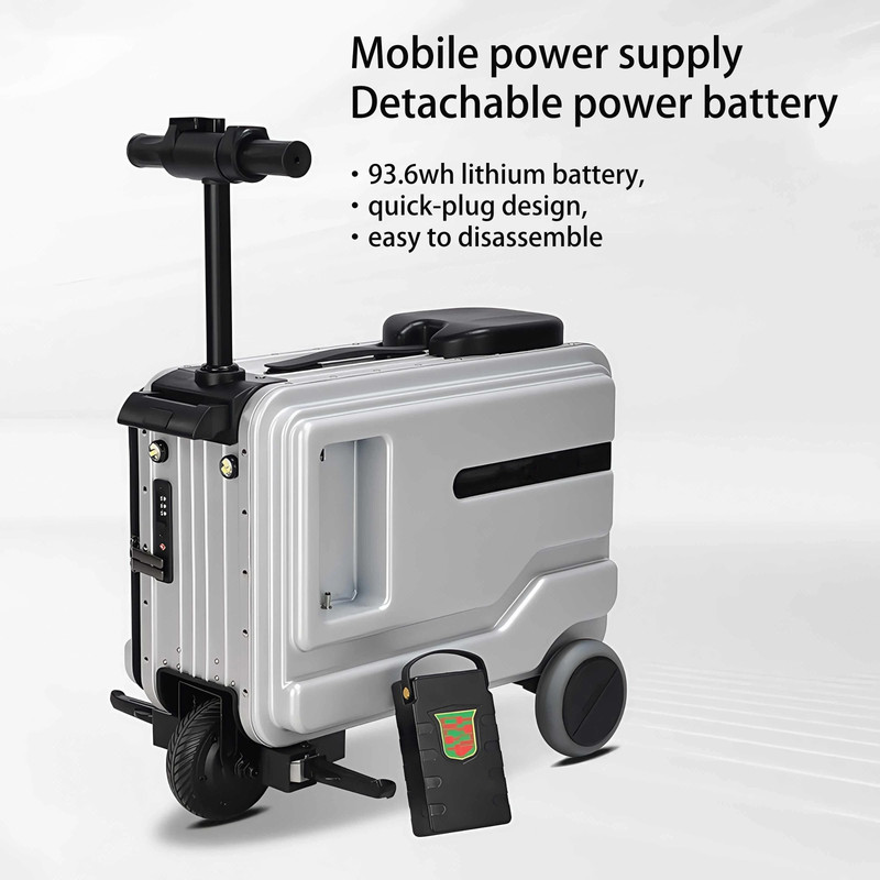 Silver Rideable Electric Carry-On Suitcase Night Light & Cup Holder RETAIL 1160$ gallery