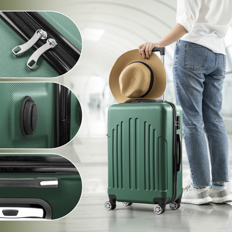 Retro Green Curved Vertical Stripe 4-in-1 Trolley Case - Stylish & Versatile gallery