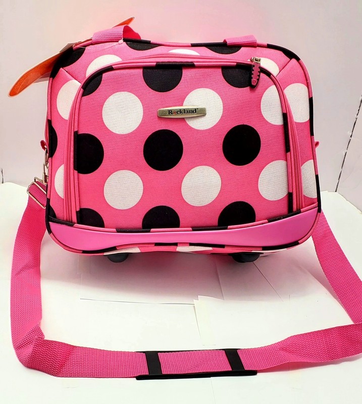 Rockland Pink Polka Dot Underseat Carry On Travel Tote Bag Lightweight