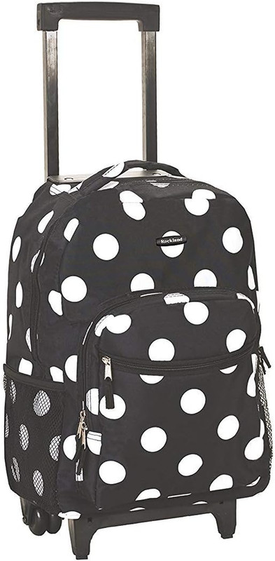 Double Handle 17" Rolling Backpack, Black Dot gallery