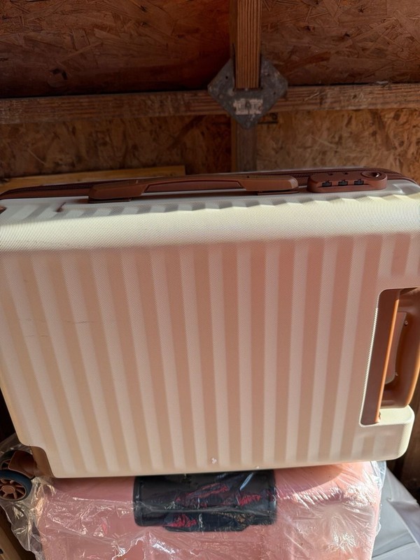 JOYWAY Hard Shell Spinner Suitcase with TSA Lock, Cream and Brown gallery