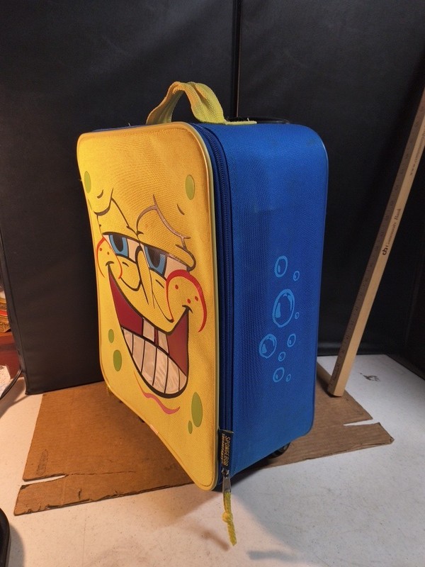 Vintage SpongeBob SquarePants Collapsible Wheel Fabric Rolling Travel Suitcase gallery