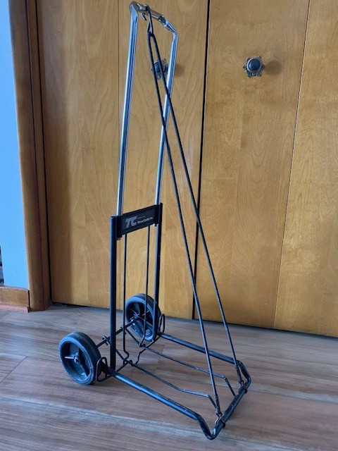 VINTAGE TC TRAVEL CADDY LUGGAGE SUITCASE CARRIER CART CHROME COLLAPSIBLE USA
