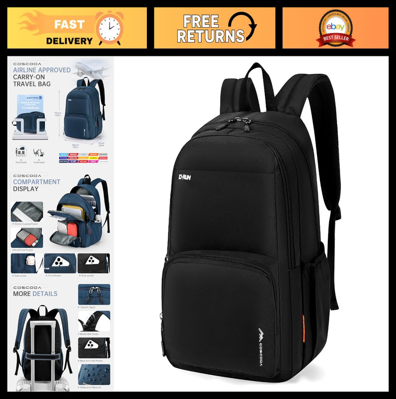 17x10x9 Flight Approved Personal Item Bag, Small 20L Carry On Backpack, Undersea